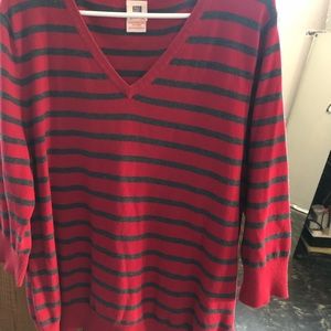 Woman’s v-neck striped sweater